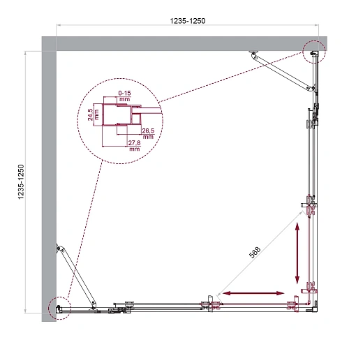 Душевой уголок BelBagno LUCE-A-22-100+25-C-Cr Душевой уголок BelBagno LUCE-A-22-100+25-C-Cr