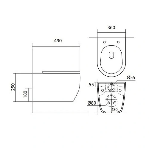 Унитаз подвесной Aquatek ЕВРОПА TORNADO AQ1106T-00 490x360x250мм, тонкое сиденье микролифт Унитаз подвесной Aquatek ЕВРОПА TORNADO AQ1106T-00 490x360x250мм, тонкое сиденье микролифт