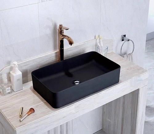 Раковина CeramaLux 9396 MB накладная, черный матовый Раковина CeramaLux 9396 MB накладная, черный матовый