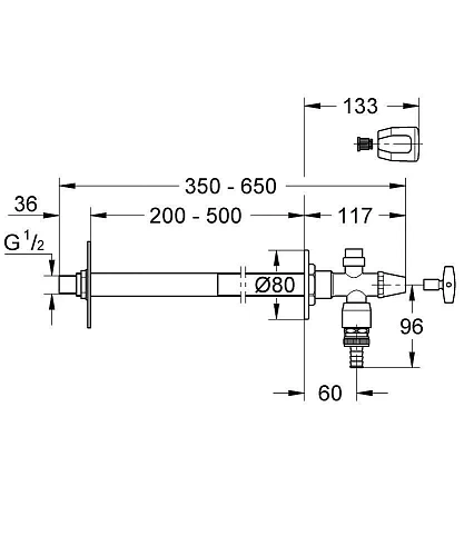 Вентиль наружный GROHE Eggeman Eurotec, хром (41206000) Вентиль наружный GROHE Eggeman Eurotec, хром (41206000)