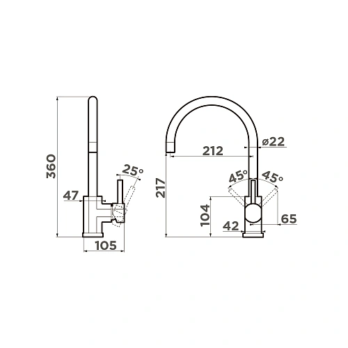 Смеситель для кухни Omoikiri Wakayama-LG 4994291 Смеситель для кухни Omoikiri Wakayama-LG 4994291