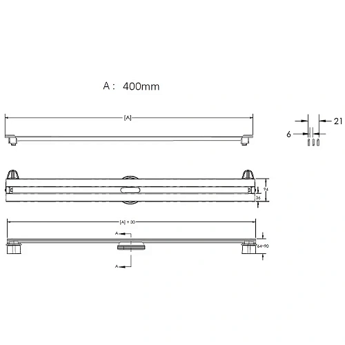 Душевой лоток BERGES SUPER Slim 400, матовый хром, S-сифон D50/105 H50 вертикальный 090077 Душевой лоток BERGES SUPER Slim 400, матовый хром, S-сифон D50/105 H50 вертикальный 090077