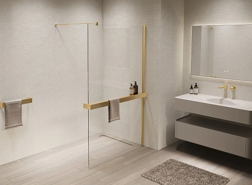 Душевая перегородка Vincea Walk-In VSW-1HR100CLG 1000x2000 матовый золотой, стекло прозрачное Душевая перегородка Vincea Walk-In VSW-1HR100CLG 1000x2000 матовый золотой, стекло прозрачное