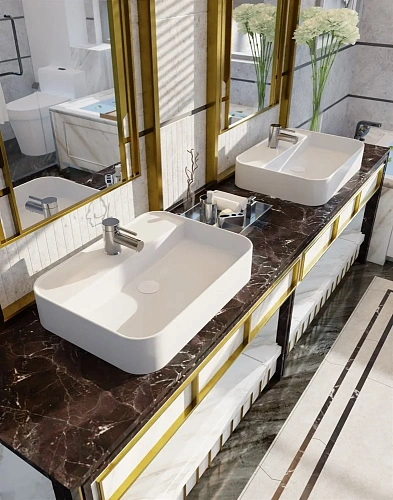 Раковина AQUAme AQM5003 накладная с отверстием под смеситель 610x450x120 Раковина AQUAme AQM5003 накладная с отверстием под смеситель 610x450x120