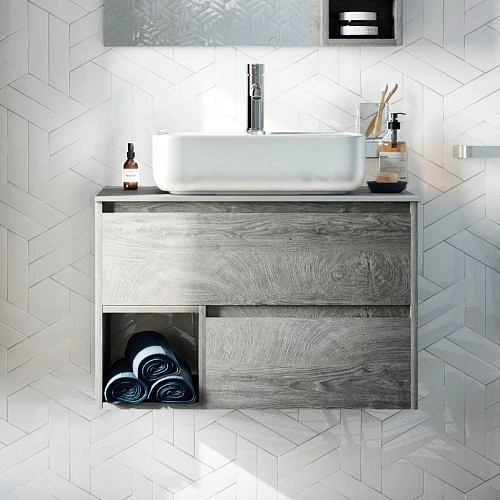 Тумба с раковиной STWORKI Карлстад 75 дуб рошелье, роверелла 427749 Тумба с раковиной STWORKI Карлстад 75 дуб рошелье, роверелла 427749