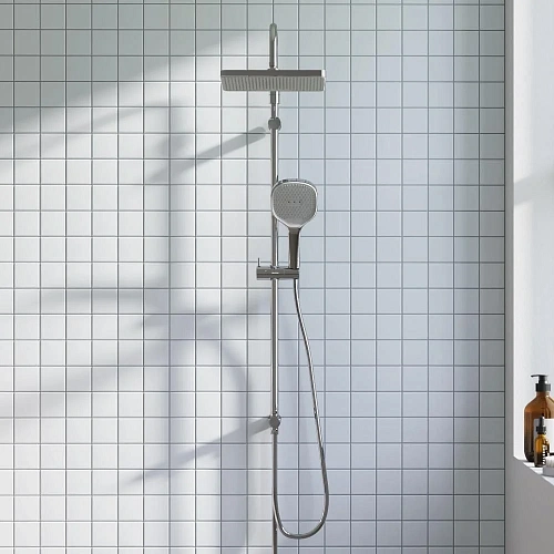 Душевая система Damixa Merkur 940000000 верхний душ 310x200 мм штанга 1050-1450, хром Душевая система Damixa Merkur 940000000 верхний душ 310x200 мм штанга 1050-1450, хром