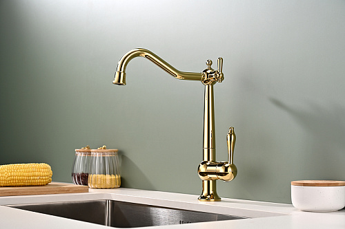 Смеситель для кухни Paulmark Retro золото Re213226-G Смеситель для кухни Paulmark Retro золото Re213226-G