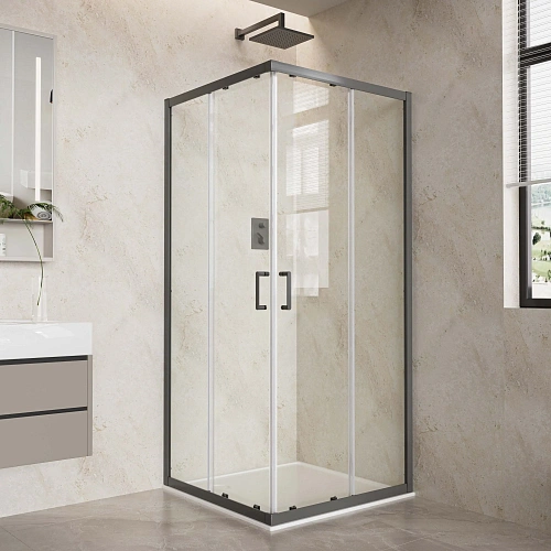 Душевой уголок Aquatek AQ.KV.090.1GM, стекло прозрачное, квадратный, двери раздвижные, 200x90x90 см, профиль оружейная сталь Душевой уголок Aquatek AQ.KV.090.1GM, стекло прозрачное, квадратный, двери раздвижные, 200x90x90 см, профиль оружейная сталь