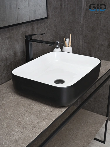 Раковина Gid Nc366 52205 накладная белая / черная 50x39x13 Раковина Gid Nc366 52205 накладная белая / черная 50x39x13