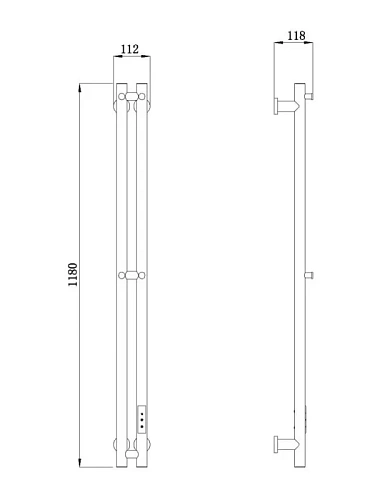 Полотенцесушитель электрический Raglo R350.11.09 настенный сенсорный узкий с терморегулятором, графит Полотенцесушитель электрический Raglo R350.11.09 настенный сенсорный узкий с терморегулятором, графит