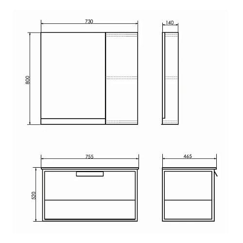 Зеркальный шкаф Comforty Бонн 75 00-00008473 графит/дуб дымчатый Зеркальный шкаф Comforty Бонн 75 00-00008473 графит/дуб дымчатый