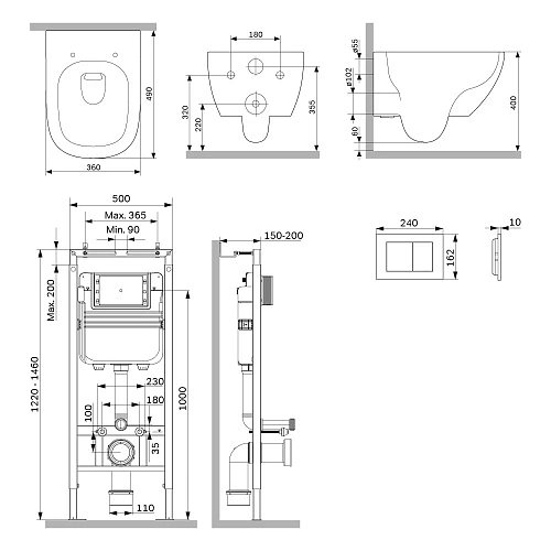 Комплект инсталляции AM.PM Above IS130201.9X1900 MasterFit с клавишей S белый с унитазом Above Aquaspin Комплект инсталляции AM.PM Above IS130201.9X1900 MasterFit с клавишей S белый с унитазом Above Aquaspin