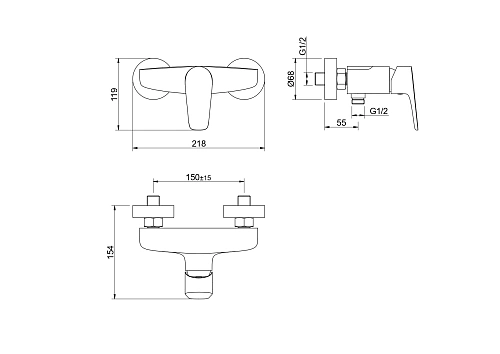 Смеситель для душа Aquatek БЕТТА AQ1160MB Черный матовый Смеситель для душа Aquatek БЕТТА AQ1160MB Черный матовый