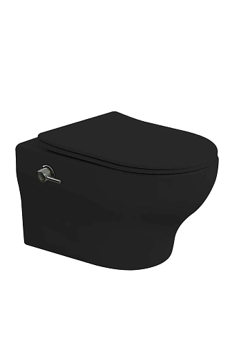 Унитаз подвесной Boheme FIORE 978-SET-2-B с функцией биде, черный матовый c крышкой Унитаз подвесной Boheme FIORE 978-SET-2-B с функцией биде, черный матовый c крышкой