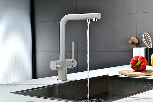 Смеситель для кухни Paulmark SERPENTINE серый Se213222-GR Смеситель для кухни Paulmark SERPENTINE серый Se213222-GR