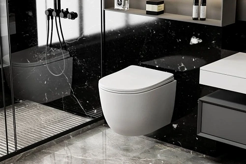 Унитаз подвесной ABBER Bequem AC1100MW белый матовый, безободковый с крышкой микролифт Унитаз подвесной ABBER Bequem AC1100MW белый матовый, безободковый с крышкой микролифт