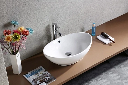 Раковина CeramaLux 9019 накладная, белый Раковина CeramaLux 9019 накладная, белый