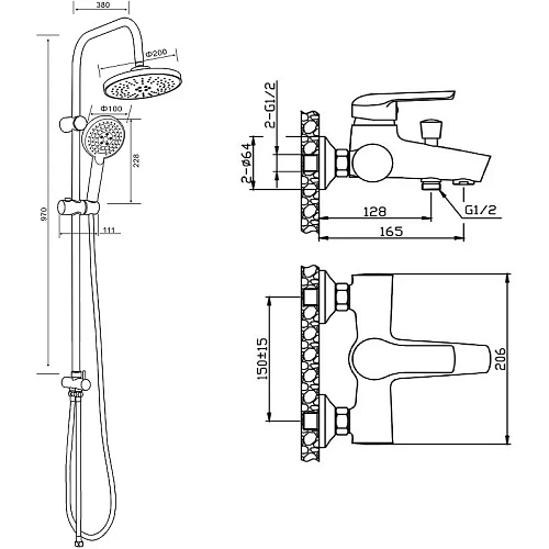 Душевая система Orange Tony M54-933cr с изливом, хром Душевая система Orange Tony M54-933cr с изливом, хром