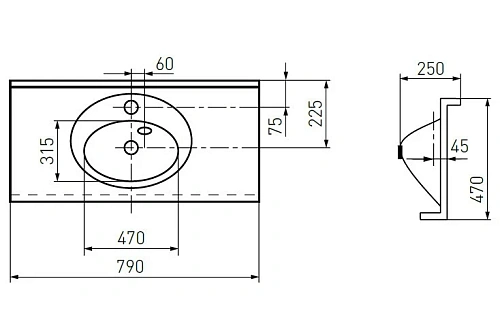 Раковина Aquaton Отель 3/80 1A70063NOT010 с навесами Раковина Aquaton Отель 3/80 1A70063NOT010 с навесами