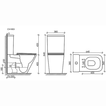 Чаша напольного унитаза Ceramica Nova CUBIC Rimless CN1803-B белый с сиденьем Чаша напольного унитаза Ceramica Nova CUBIC Rimless CN1803-B белый с сиденьем