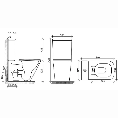 Чаша напольного унитаза Ceramica Nova CUBIC Rimless CN1803-B белый с сиденьем Чаша напольного унитаза Ceramica Nova CUBIC Rimless CN1803-B белый с сиденьем