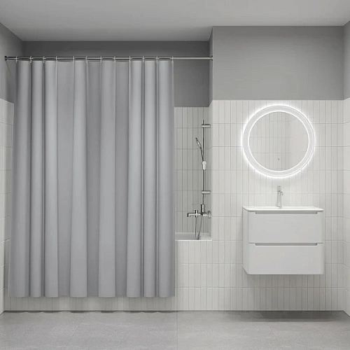 Штора для ванны IDDIS, P10PE18i11 200x180 см, PE, серый Штора для ванны IDDIS, P10PE18i11 200x180 см, PE, серый