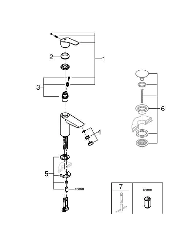 Смеситель для раковины GROHE Eurosmart (32467003) хром Смеситель для раковины GROHE Eurosmart (32467003) хром