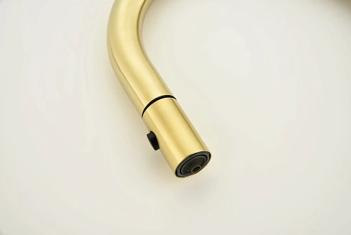 Смеситель для кухни AQUAme Cucina AQM9905BG с выдвижным изливом, с подключением к фильтру с питьевой водой, золото шлифованное Смеситель для кухни AQUAme Cucina AQM9905BG с выдвижным изливом, с подключением к фильтру с питьевой водой, золото шлифованное