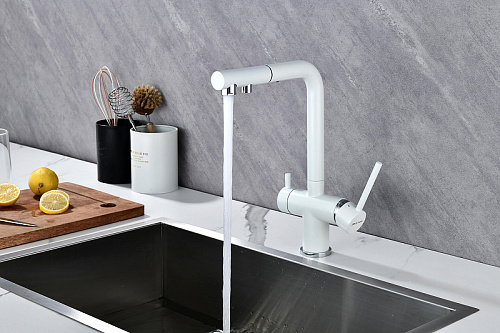Смеситель для кухни Paulmark SERPENTINE белый матовый Se213222-WH Смеситель для кухни Paulmark SERPENTINE белый матовый Se213222-WH