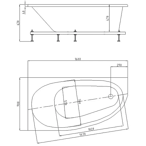 Акриловая ванна Aquatek Дива 160x90 правая DIV160-0000002 Акриловая ванна Aquatek Дива 160x90 правая DIV160-0000002