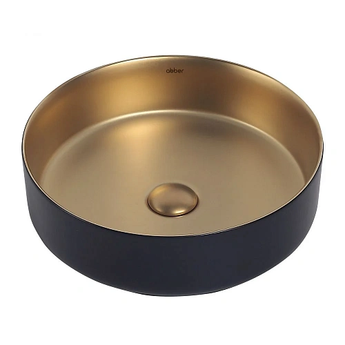 Раковина ABBER Bequem AC2109BG накладная, матовое золото с черным Раковина ABBER Bequem AC2109BG накладная, матовое золото с черным