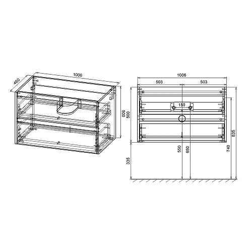 Тумба под раковину Vincea Gio 100 подвесная, 2 выкатных ящика soft-close, T.Oak VMC-2G100TO Тумба под раковину Vincea Gio 100 подвесная, 2 выкатных ящика soft-close, T.Oak VMC-2G100TO