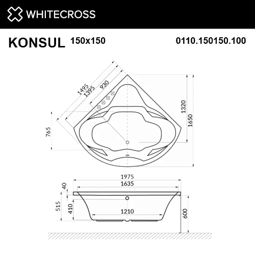 Акриловая ванна WHITECROSS Konsul 150x150 "LINE" бронза 0110.150150.100.LINE.BR Акриловая ванна WHITECROSS Konsul 150x150 "LINE" бронза 0110.150150.100.LINE.BR
