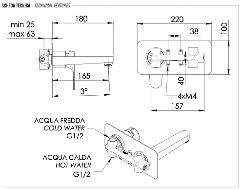 Смеситель для раковины Remer Class Line L15 Смеситель для раковины Remer Class Line L15