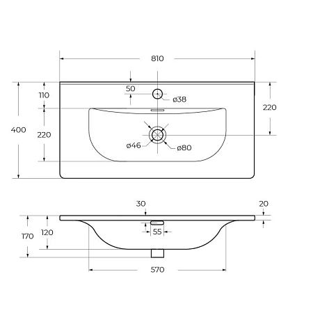 Раковина BelBagno BB-8099-3-80 810x400 Раковина BelBagno BB-8099-3-80 810x400