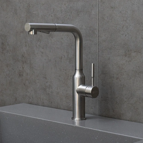 Смеситель для кухни Lemark Expert LM5085S с вытягивающимся поворотным изливом, сталь Смеситель для кухни Lemark Expert LM5085S с вытягивающимся поворотным изливом, сталь