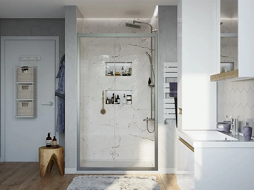 Душевая дверь STWORKI Стокгольм 90 см профиль хром матовый, раздвижная, прозрачное стекло 451457 Душевая дверь STWORKI Стокгольм 90 см профиль хром матовый, раздвижная, прозрачное стекло 451457