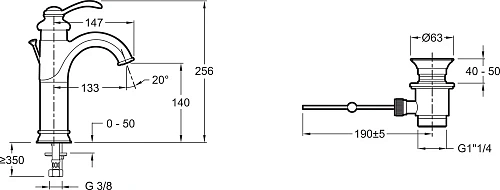 Смеситель для раковины Jacob Delafon Fairfax E72091-CP с донным клапаном Смеситель для раковины Jacob Delafon Fairfax E72091-CP с донным клапаном