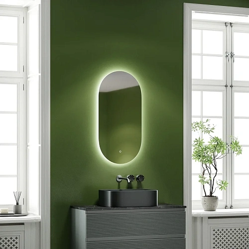 Зеркало Sancos Oval OV45C 450х900 фоновая подсветка с сенсорным управлением Зеркало Sancos Oval OV45C 450х900 фоновая подсветка с сенсорным управлением