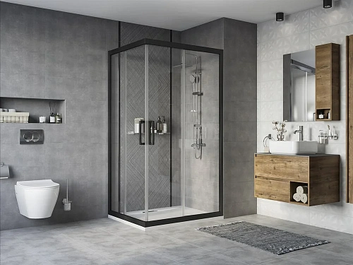 Душевой уголок STWORKI Карлстад 110x90 см профиль черный матовый 467291 Душевой уголок STWORKI Карлстад 110x90 см профиль черный матовый 467291