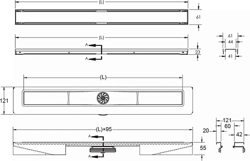 Душевой лоток BERGES В1 Keramik 500, золото глянец, S-сифон D50/105 H50 вертикальный 092016 Душевой лоток BERGES В1 Keramik 500, золото глянец, S-сифон D50/105 H50 вертикальный 092016