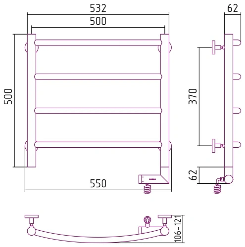 Полотенцесушитель электрический Сунержа Галант 2.0 500х500 МЭМ правый 12-5201-5050 Белый Полотенцесушитель электрический Сунержа Галант 2.0 500х500 МЭМ правый 12-5201-5050 Белый
