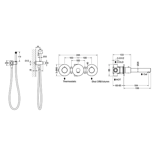 Смеситель для раковины Timo Saona 2383/03SM встраиваемый с термостатом, с гигиеническим душем черный Смеситель для раковины Timo Saona 2383/03SM встраиваемый с термостатом, с гигиеническим душем черный