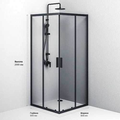 Душевой уголок AM.PM Gem S W93G-403-090BT S Slide 90x90 стекло прозрачное, профиль черный матовый Душевой уголок AM.PM Gem S W93G-403-090BT S Slide 90x90 стекло прозрачное, профиль черный матовый