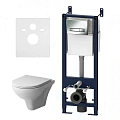 Комплект унитаза AM.PM Gem FlashClean IS30251.901700 с инсталляцией, сиденьем микролифт и клавишей смыва Комплект унитаза AM.PM Gem FlashClean IS30251.901700 с инсталляцией, сиденьем микролифт и клавишей смыва