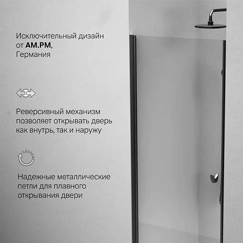 Душевая дверь AM.PM Sunny W87G-80-1P-BT распашная 80x190 профиль черный, стекло прозрачное Душевая дверь AM.PM Sunny W87G-80-1P-BT распашная 80x190 профиль черный, стекло прозрачное