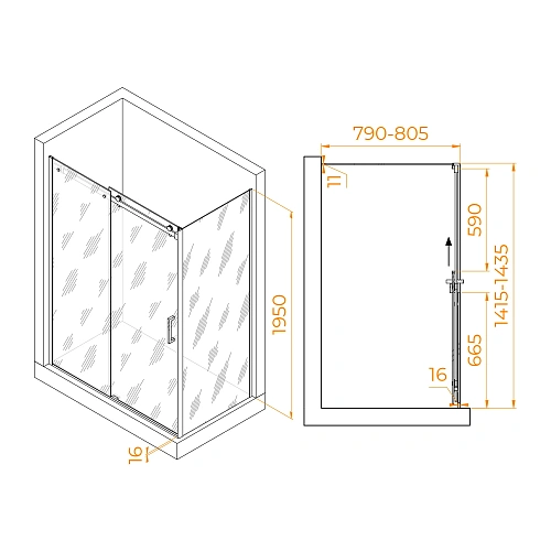 Душевой уголок RGW TO-44 (TO-14 + Z-050-2) 1400x800 мм 02074448-11 хром Easy Clean Душевой уголок RGW TO-44 (TO-14 + Z-050-2) 1400x800 мм 02074448-11 хром Easy Clean