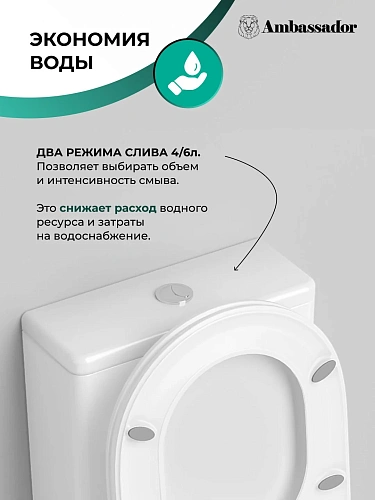 Унитаз напольный Ambassador Elysium 187K19001RS (660x360x810) безободковый, с тонкой крышкой Унитаз напольный Ambassador Elysium 187K19001RS (660x360x810) безободковый, с тонкой крышкой