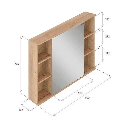 Зеркальный шкаф Onika Легран 90 см 209031 дуб галифакс, универсальный Зеркальный шкаф Onika Легран 90 см 209031 дуб галифакс, универсальный