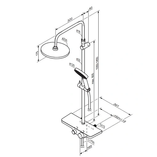 Душевая система Damixa Apollo 947730300 черный Душевая система Damixa Apollo 947730300 черный